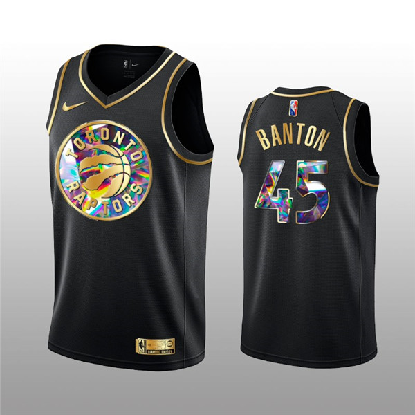 Men's Toronto Raptors #45 Dalano Banton 2021/22 Black Golden Edition 75th Anniversary Diamond Logo Stitched Basketball Jersey